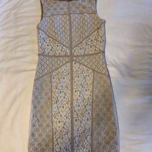 White lace and nude Maggy London dress sz 4